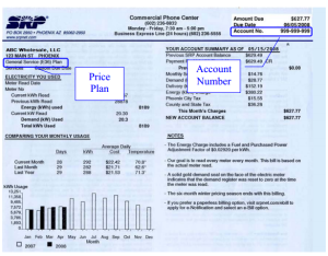 Representative Arizona SRP Electric Bill                                             